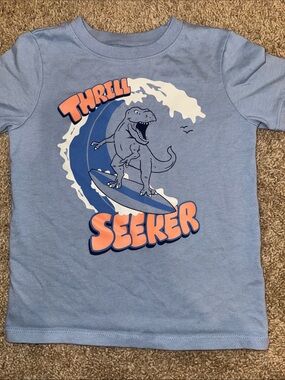 Thrill Seeker Dino Surf Light Blue Kids Tee
